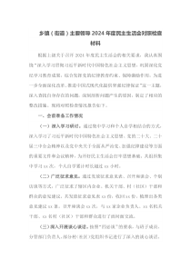 乡镇街道主要领导2025年度民主生活会对照检查材料