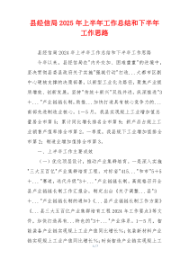 县经信局2025年上半年工作总结和下半年工作思路