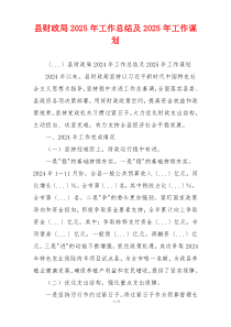 县财政局2025年工作总结及2025年工作谋划