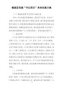镇基层党建“书记项目”具体实施方案