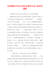 在党委班子民主生活会会前学习会上的发言提纲