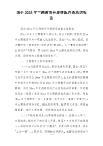 国企2025年主题教育开展情况自查总结报告