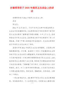 在镇领导班子2025年度民主生活会上的讲话