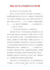 国企2025年工作总结和2025年打算