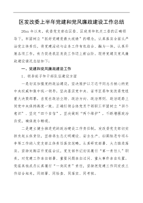 区发改委上半年党建和党风廉政建设工作总结