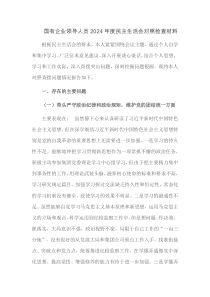 国有企业领导人员2025年度民主生活会对照检查材料