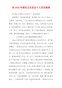 局2025年度民主生活会个人发言提纲
