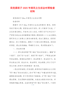 局党委班子2025年度民主生活会对照检查材料