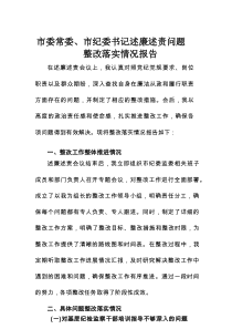 市委常委、市纪委书记述廉述责问题整改落实情况报告