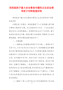 局党组班子重大安全事故专题民主生活会领导班子对照检查材料