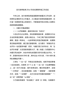 区行政审批局20XX年优化营商环境工作总结