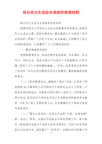 局长民主生活会自我剖析检查材料