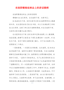 在挂职锻炼结束会上的讲话提纲