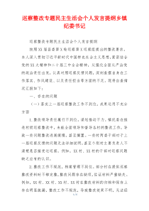 巡察整改专题民主生活会个人发言提纲乡镇纪委书记