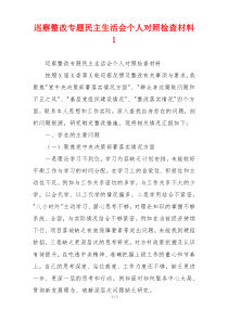 巡察整改专题民主生活会个人对照检查材料1