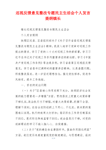 巡视反馈意见整改专题民主生活会个人发言提纲镇长