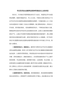 书记在传达全国两会精神专题会议上的讲话