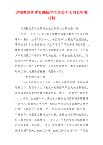 巡视整改落实专题民主生活会个人对照检查材料