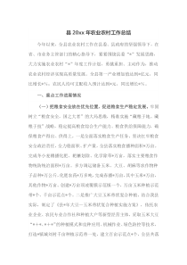 县20XX年农业农村工作总结
