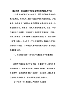 调研文章：深化巡察与审计监督联动模式的思考认识