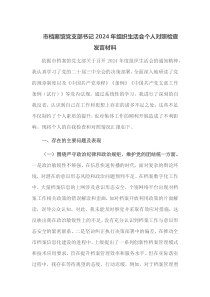 市档案馆党支部书记2025年组织生活会个人对照检查发言材料