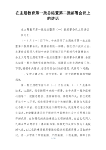 在主题教育第一批总结暨第二批部署会议上的讲话