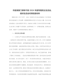 市直某部门领导干部2025年度专题民主生活会组织生活会对照检查材料
