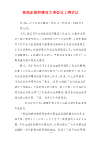 在法治政府建设工作会议上的讲话