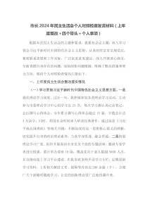市长2025年民主生活会个人对照检查发言材料
