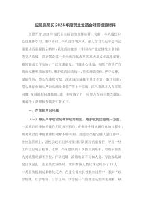 应急局局长2025年度民主生活会对照检查材料