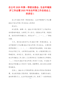 在公司2025年第一季度安委会、生态环境保护工作会暨2025年安全环保工作总结会上的讲话1