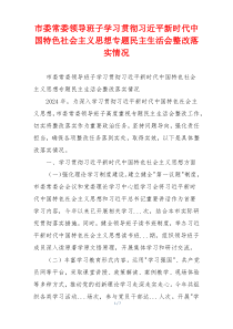 市委常委领导班子学习贯彻习近平新时代中国特色社会主义思想专题民主生活会整改落实情况