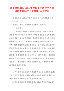 市委组织部长2025年度民主生活会个人对照检查材料二十大精神+六个方面