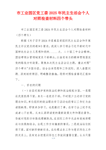 市工业园区党工委2025年民主生活会个人对照检查材料四个带头
