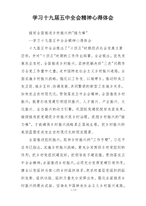 学习十九届五中全会精神心得体会