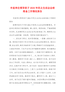 市直单位领导班子2025年民主生活会会前准备工作情况报告