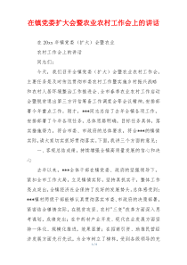 在镇党委扩大会暨农业农村工作会上的讲话