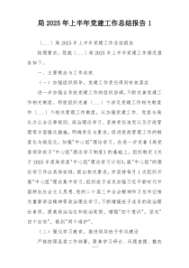 局2025年上半年党建工作总结报告1
