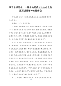 学习总书记在二十届中央纪委三次全会上的重要讲话精神心得体会