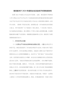 镇党委关于2025年度民主生活会班子对照检视材料