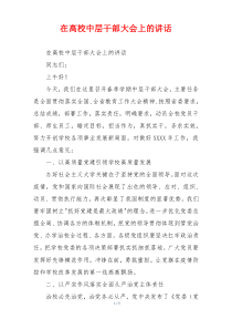 在高校中层干部大会上的讲话