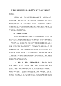 农业农村局纪检组长在全面从严治党工作会议上的讲话