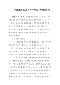 市党建办2025年第一季度工作情况总结