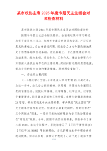 某市政协主席2025年度专题民主生活会对照检查材料