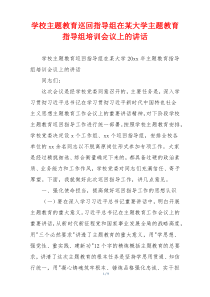 学校主题教育巡回指导组在某大学主题教育指导组培训会议上的讲话