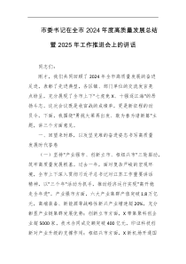 市委书记在全市2024年度高质量发展总结暨2025年工作推进会上的讲话