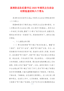 某消防总队纪委书记2025年度民主生活会对照检查材料六个带头