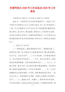 市委网信办2025年工作总结及2025年工作谋划