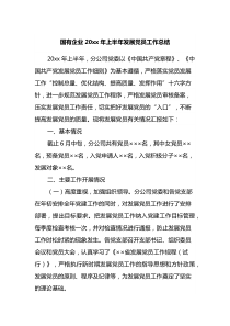 国有企业20XX年上半年发展党员工作总结
