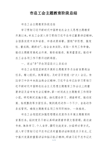 市总工会主题教育阶段总结